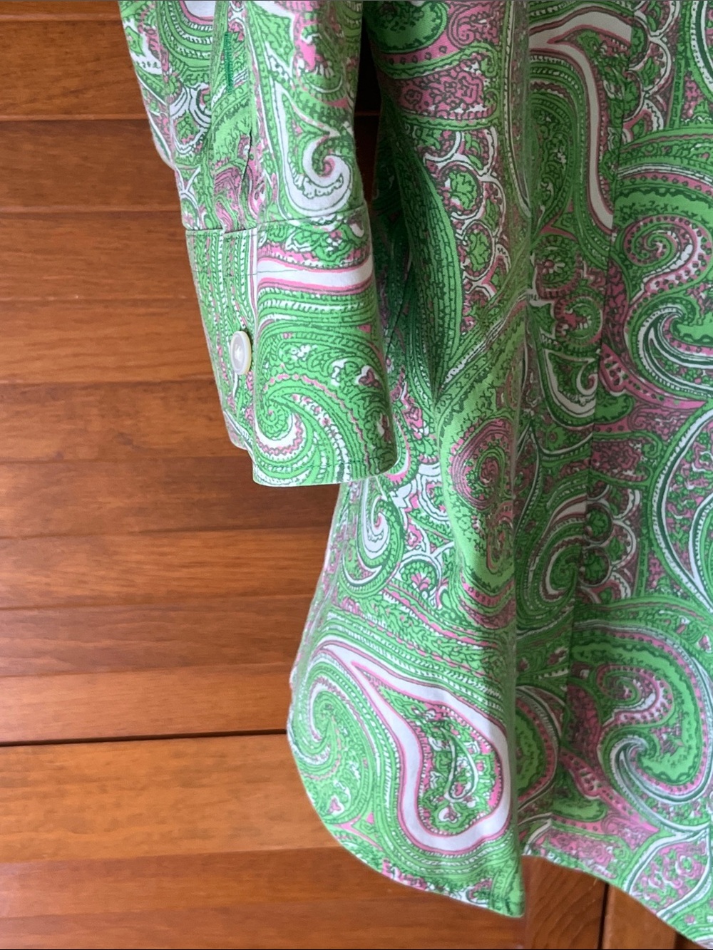 Talbots Green Paisley Button-Front Blouse Size 18W - Picture 5 of 9